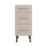 Pre Assembled Modern 400mm fitted kitchen 3 Drawer unit matt cashmere