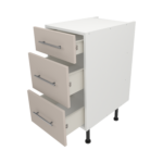 Pre Assembled Modern 400mm fitted kitchen 3 Drawer unit matt cashmere