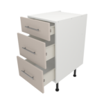 Pre Assembled Modern 450mm fitted kitchen 3 Drawer unit matt cashmere
