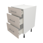Pre Assembled Modern 500mm fitted kitchen 3 Drawer unit matt cashmere