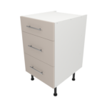 Pre Assembled Modern 500mm fitted kitchen 3 Drawer unit matt cashmere