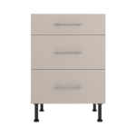 Pre Assembled Modern 600mm fitted kitchen 3 Drawer unit matt cashmere
