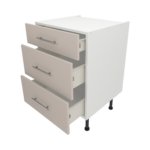 Pre Assembled Modern 600mm fitted kitchen 3 Drawer unit matt cashmere