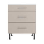 Pre Assembled Modern 700mm fitted kitchen 3 Drawer unit matt cashmere