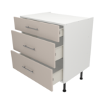 Pre Assembled Modern 800mm fitted kitchen 3 Drawer unit matt cashmere