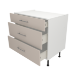 Pre Assembled Modern 900mm fitted kitchen 3 Drawer unit matt cashmere