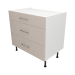 Pre Assembled Modern 900mm fitted kitchen 3 Drawer unit matt cashmere