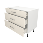 Pre Assembled Modern 1000mm fitted kitchen 3 Drawer unit matt cream