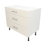 Pre Assembled Modern 1000mm fitted kitchen 3 Drawer unit matt cream