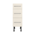 Pre Assembled Modern 300mm fitted kitchen 3 Drawer unit matt cream