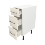 Pre Assembled Modern 300mm fitted kitchen 3 Drawer unit matt cream