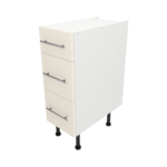 Pre Assembled Modern 300mm fitted kitchen 3 Drawer unit matt cream