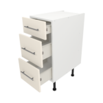 Pre Assembled Modern 350mm fitted kitchen 3 Drawer unit matt cream
