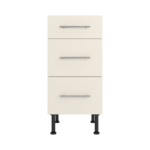 Pre Assembled Modern 400mm fitted kitchen 3 Drawer unit matt cream