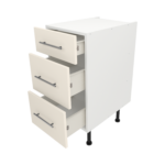 Pre Assembled Modern 400mm fitted kitchen 3 Drawer unit matt cream