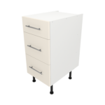 Pre Assembled Modern 400mm fitted kitchen 3 Drawer unit matt cream