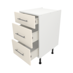 Pre Assembled Modern 450mm fitted kitchen 3 Drawer unit matt cream