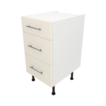 Pre Assembled Modern 450mm fitted kitchen 3 Drawer unit matt cream