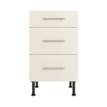 Pre Assembled Modern 500mm fitted kitchen 3 Drawer unit matt cream
