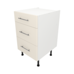 Pre Assembled Modern 500mm fitted kitchen 3 Drawer unit matt cream