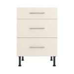 Pre Assembled Modern 600mm fitted kitchen 3 Drawer unit matt cream