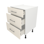 Pre Assembled Modern 600mm fitted kitchen 3 Drawer unit matt cream