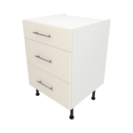 Pre Assembled Modern 600mm fitted kitchen 3 Drawer unit matt cream