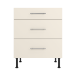Pre Assembled Modern 700mm fitted kitchen 3 Drawer unit matt cream