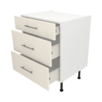 Pre Assembled Modern 700mm fitted kitchen 3 Drawer unit matt cream