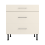 Pre Assembled Modern 800mm fitted kitchen 3 Drawer unit matt cream