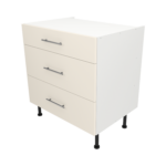 Pre Assembled Modern 800mm fitted kitchen 3 Drawer unit matt cream