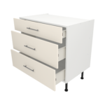 Pre Assembled Modern 900mm fitted kitchen 3 Drawer unit matt cream