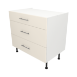 Pre Assembled Modern 900mm fitted kitchen 3 Drawer unit matt cream