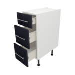 Pre Assembled Modern 300mm fitted kitchen 3 Drawer unit mattindigo blue
