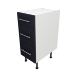 Pre Assembled Modern 350mm fitted kitchen 3 Drawer unit mattindigo blue