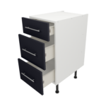Pre Assembled Modern 400mm fitted kitchen 3 Drawer unit mattindigo blue