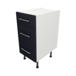 Pre Assembled Modern 400mm fitted kitchen 3 Drawer unit mattindigo blue