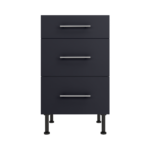 Pre Assembled Modern 500mm fitted kitchen 3 Drawer unit mattindigo blue