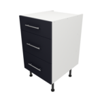 Pre Assembled Modern 500mm fitted kitchen 3 Drawer unit mattindigo blue
