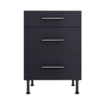Pre Assembled Modern 600mm fitted kitchen 3 Drawer unit mattindigo blue