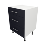 Pre Assembled Modern 600mm fitted kitchen 3 Drawer unit mattindigo blue