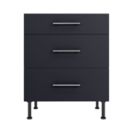 Pre Assembled Modern 700mm fitted kitchen 3 Drawer unit mattindigo blue