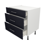 Pre Assembled Modern 800mm fitted kitchen 3 Drawer unit mattindigo blue