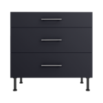 Pre Assembled Modern 900mm fitted kitchen 3 Drawer unit mattindigo blue