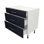 Pre Assembled Modern 900mm fitted kitchen 3 Drawer unit mattindigo blue