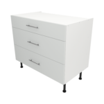 Pre Assembled Modern 1000mm fitted kitchen 3 Drawer unit matt light grey