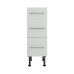 Pre Assembled Modern 300mm fitted kitchen 3 Drawer unit matt light grey