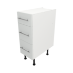 Pre Assembled Modern 300mm fitted kitchen 3 Drawer unit matt light grey