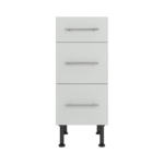 Pre Assembled Modern 350mm fitted kitchen 3 Drawer unit matt light grey
