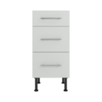 Pre Assembled Modern 400mm fitted kitchen 3 Drawer unit matt light grey